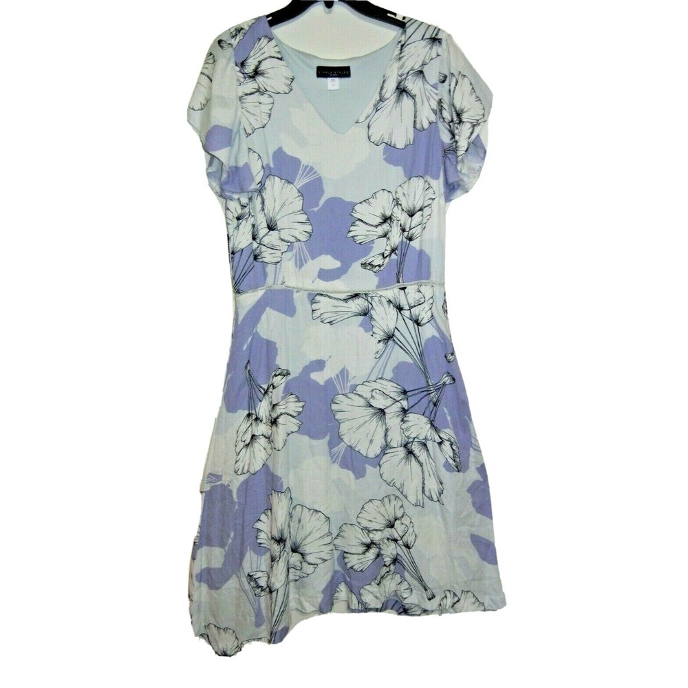NWT SIMPLY STYLED WOMENS SIZE 14 LAVENDER PURPLE SHORT SLEEVE SIDE ZIPPED DRESS